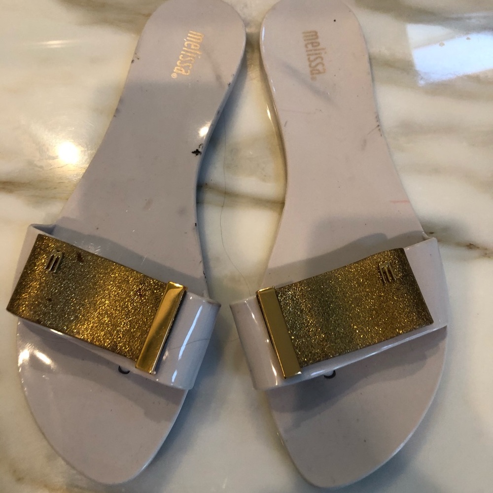 White gold Melissa sandals shoes size 10